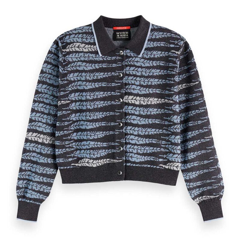 Scotch & Soda Lurex Jacquard Cardigan image number 2